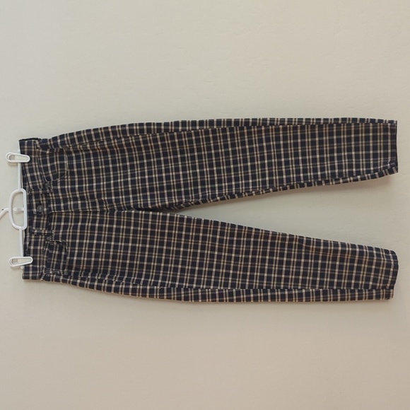 American Eagle Mom Jean Black Tan Plaid - Size 4 Short - Picture 1 of 8